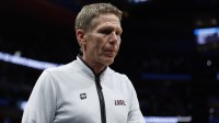 Gonzaga Bulldogs head coach Mark Few leaves the court after being defeated by Purdue Boilermakers during the NCAA Tournament Midwest Regional at Little Caesars Arena.