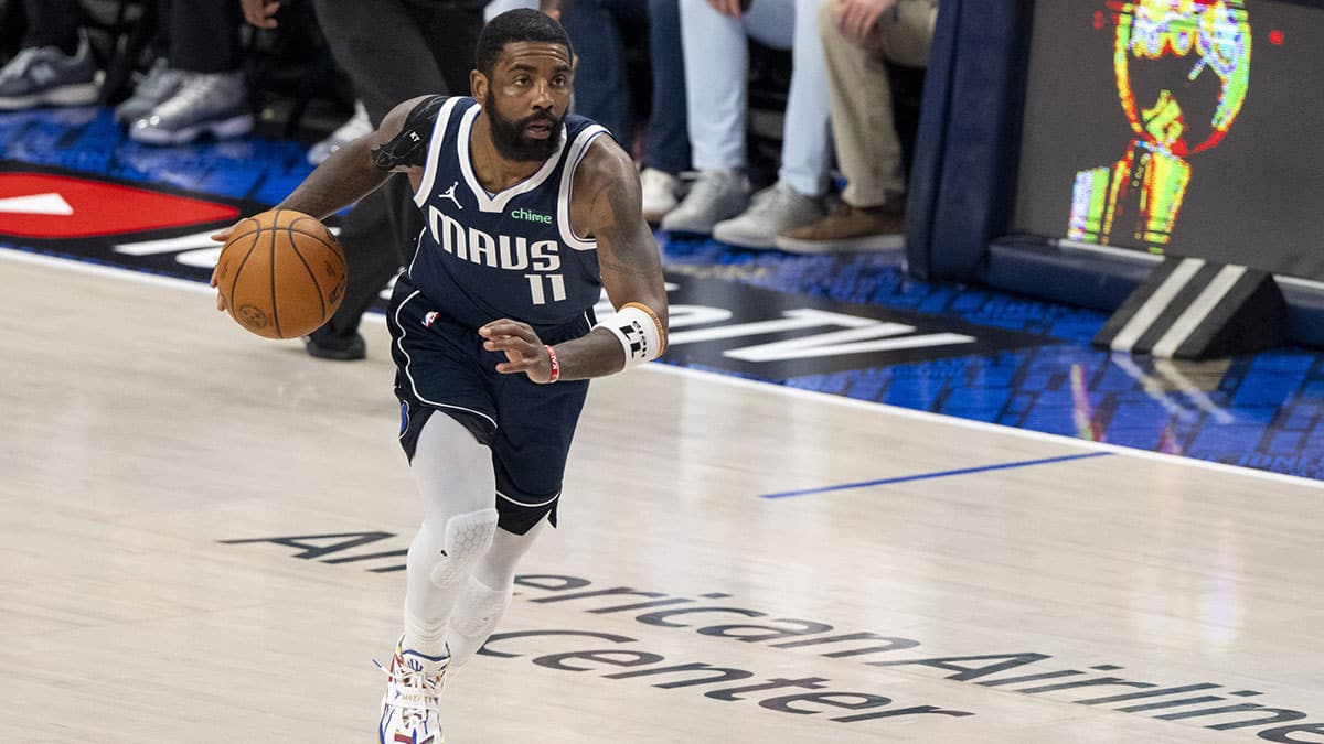 Dallas Mavericks guard Kyrie Irving (11) in action during the game between the Dallas Mavericks and the Boston Celtics in game four of the 2024 NBA Finals at American Airlines Center.