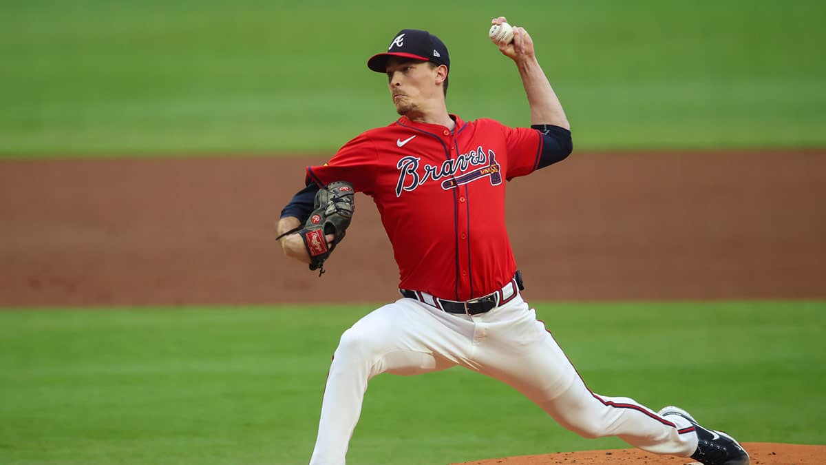 Atlanta Braves starting pitcher Max Fried (54) throws against the Philadelphia Phillies in the first inning at Truist Park.