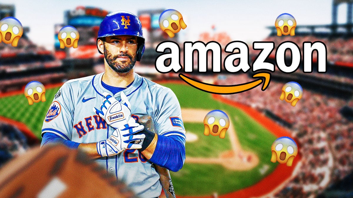 J.D. Martinez on one side, the Amazon logo on the other side, a bunch of shocked emojis in the background