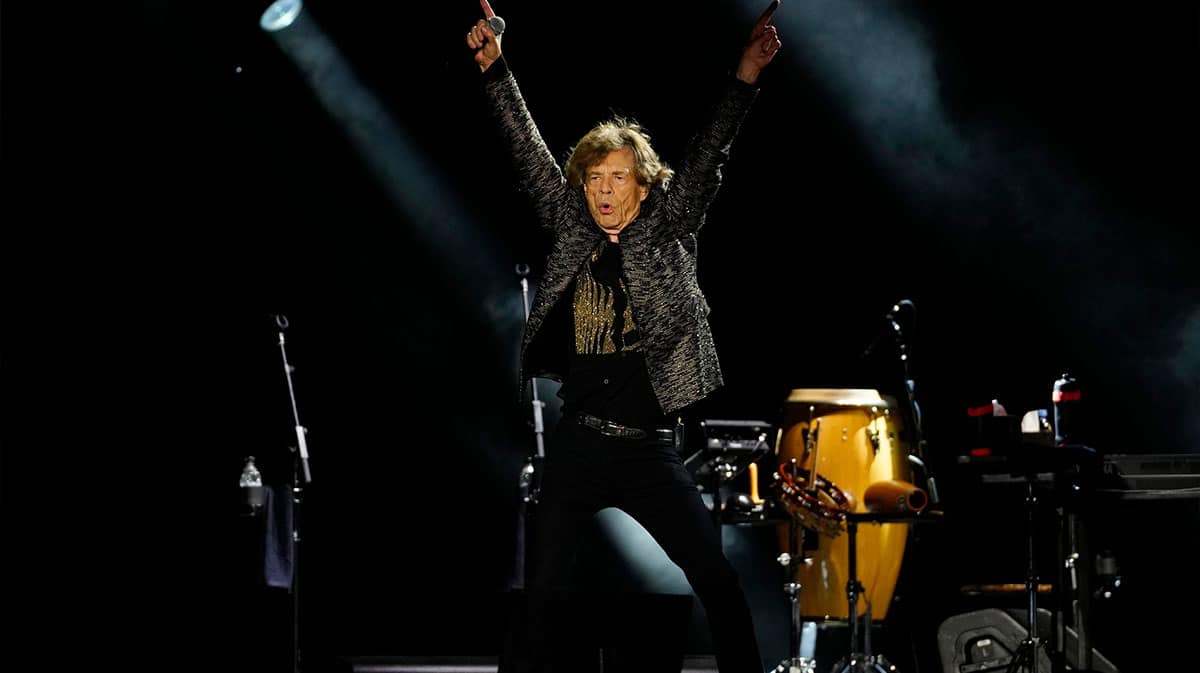 Mick Jagger performing on the "Hackney Diamonds" tour on May 23, 2024.