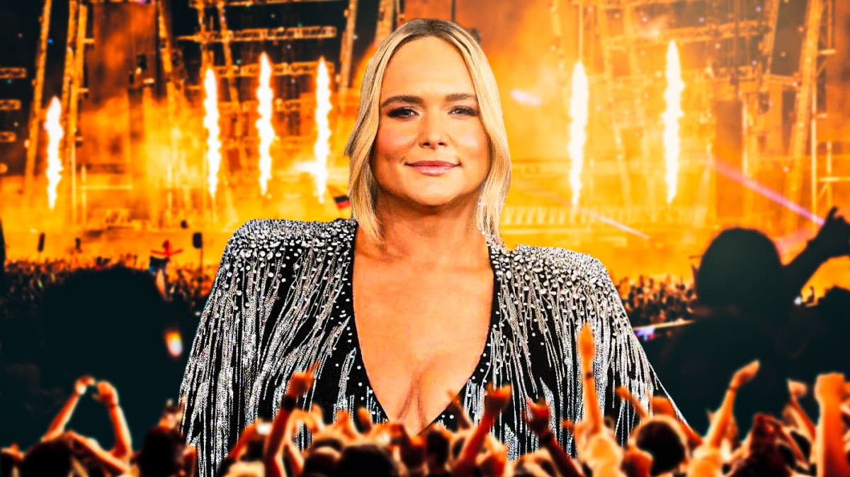 Miranda Lambert with concert background.