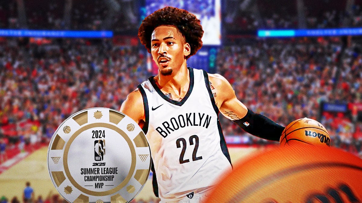 Nets' Jalen Wilson next to NBA Summer League MVP award