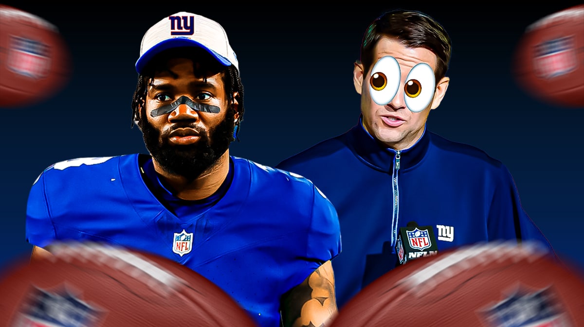 Xavien Howard in a Giants uniform. Joe Schoen with eyeball emojis
