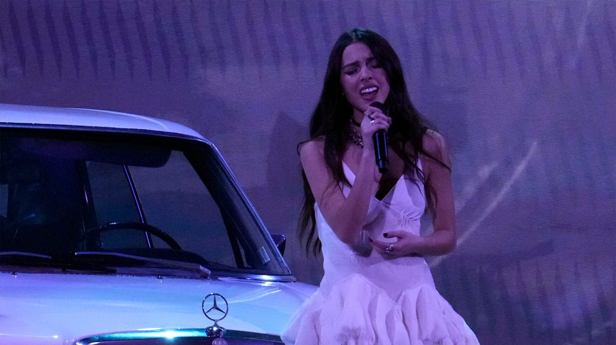 Olivia Rodrigo performing at the 2024 Grammys.