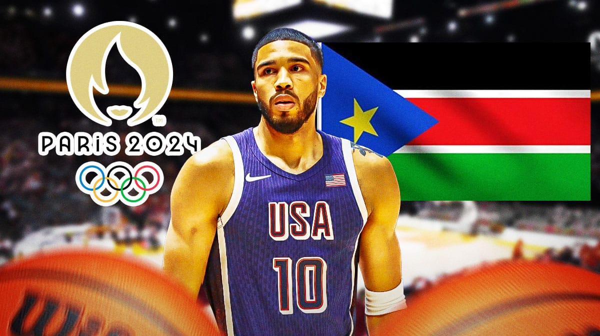 Team USA player Jayson Tatum, Paris Olympics, South Sudan