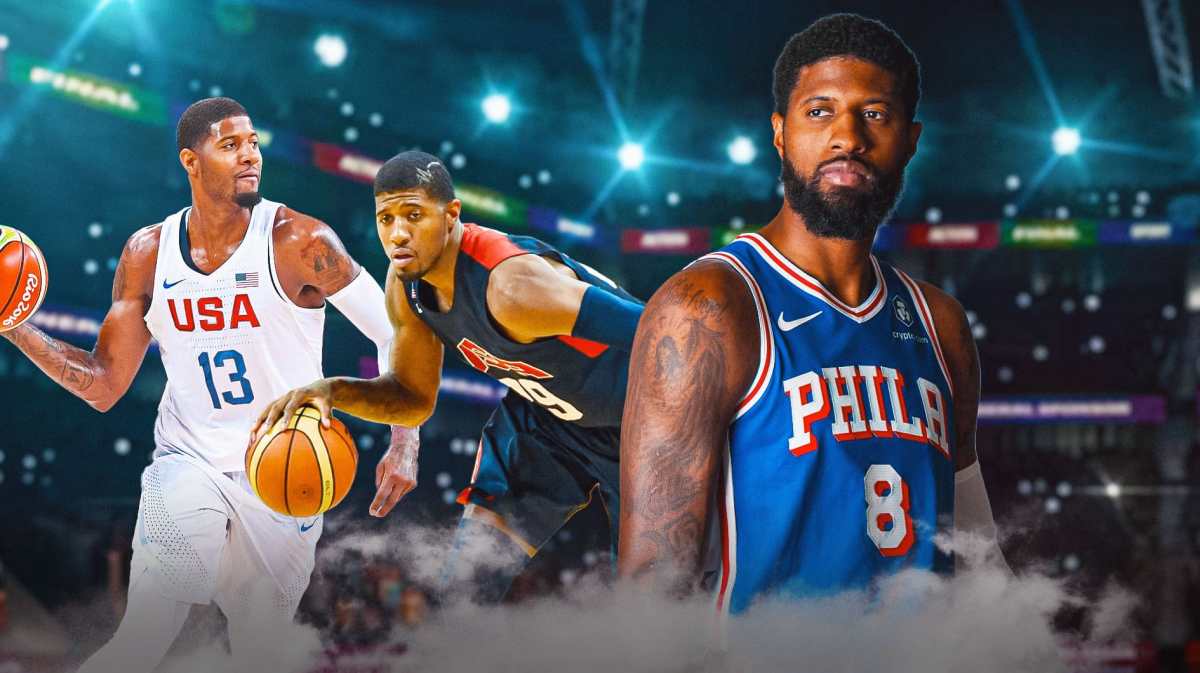 76ers' Paul George looking at his 2016 and 2014 Team USA versions