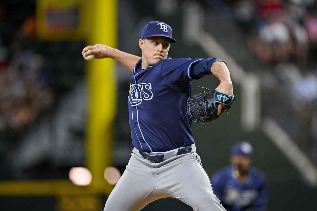 Tampa Bay Rays relief pitcher Phil Maton (88) in action during the game between the Texas Rangers and the Tampa Bay Rays at Globe Life Field.