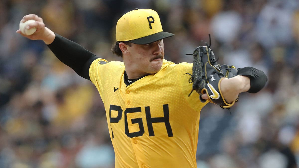 Pittsburgh Pirates starting pitcher Paul Skenes (30) delivers a pitch against the New York Mets during the first inning at PNC Park.