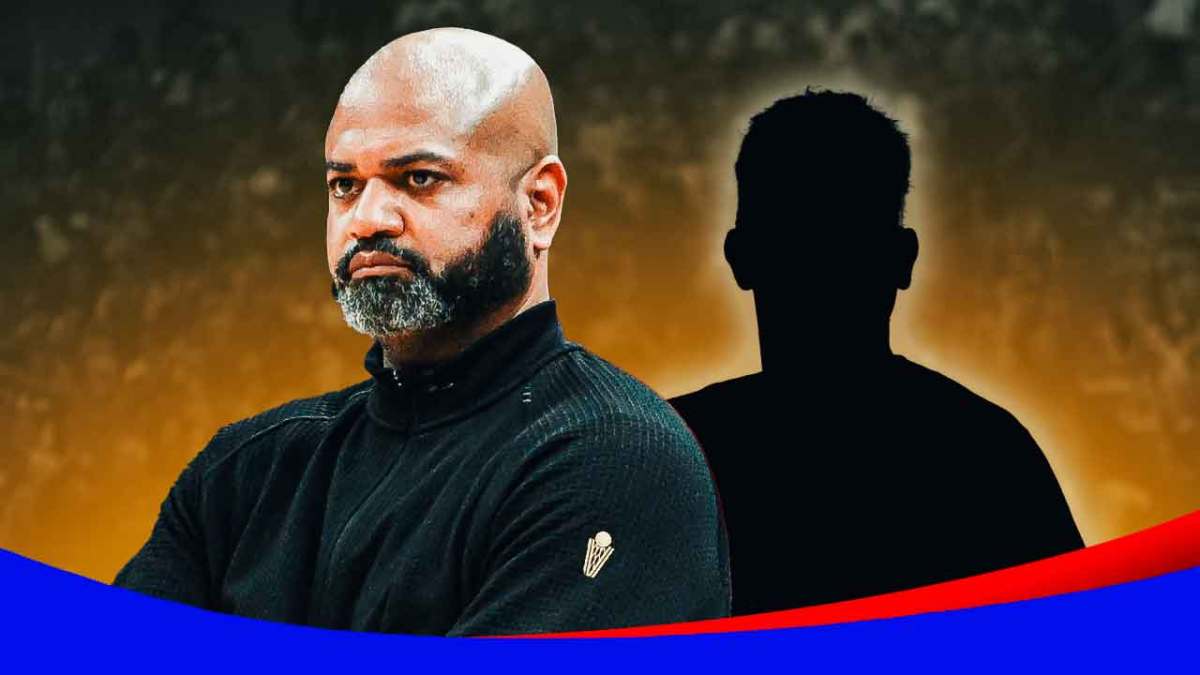 JB Bickerstaff beside a silhouette of Luke Walton, Pistons logo in the background.