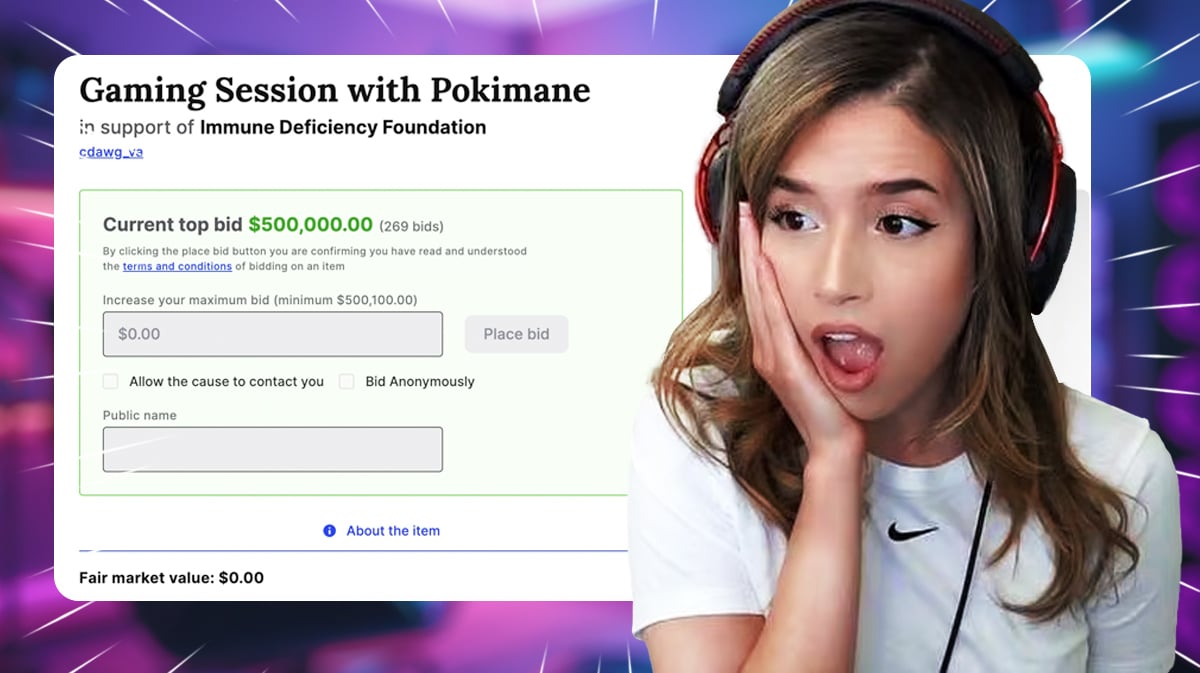 Pokimane стоимостью 500 000 долларов на благотворительном аукционе Twitch