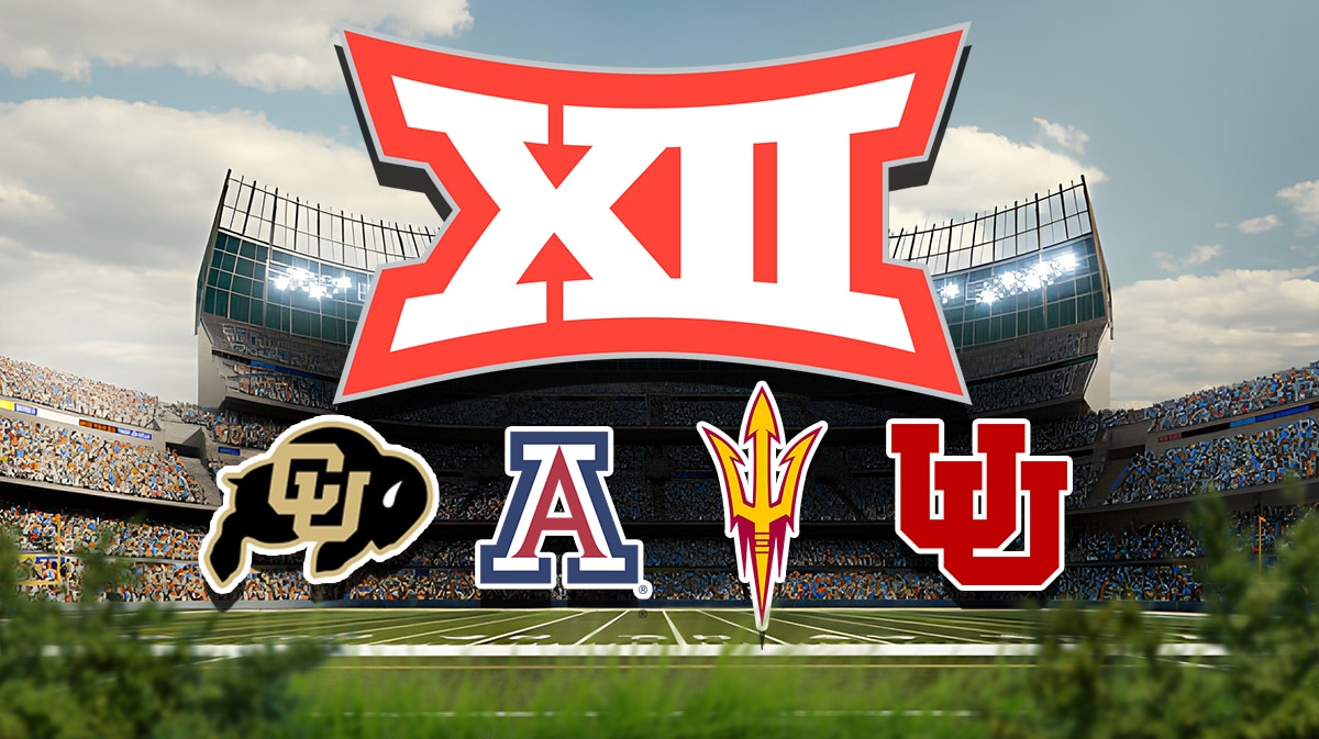 New Big 12 teams Colorado football, Arizona football, Arizona State football, Utah football.