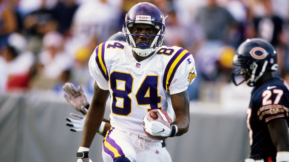 Minnesota Vikings wide receiver Randy Moss (84) looks on during warmups prior to the game against the Green Bay Packers at Lambeau Field. The Packers defeated the Vikings 28-24. 