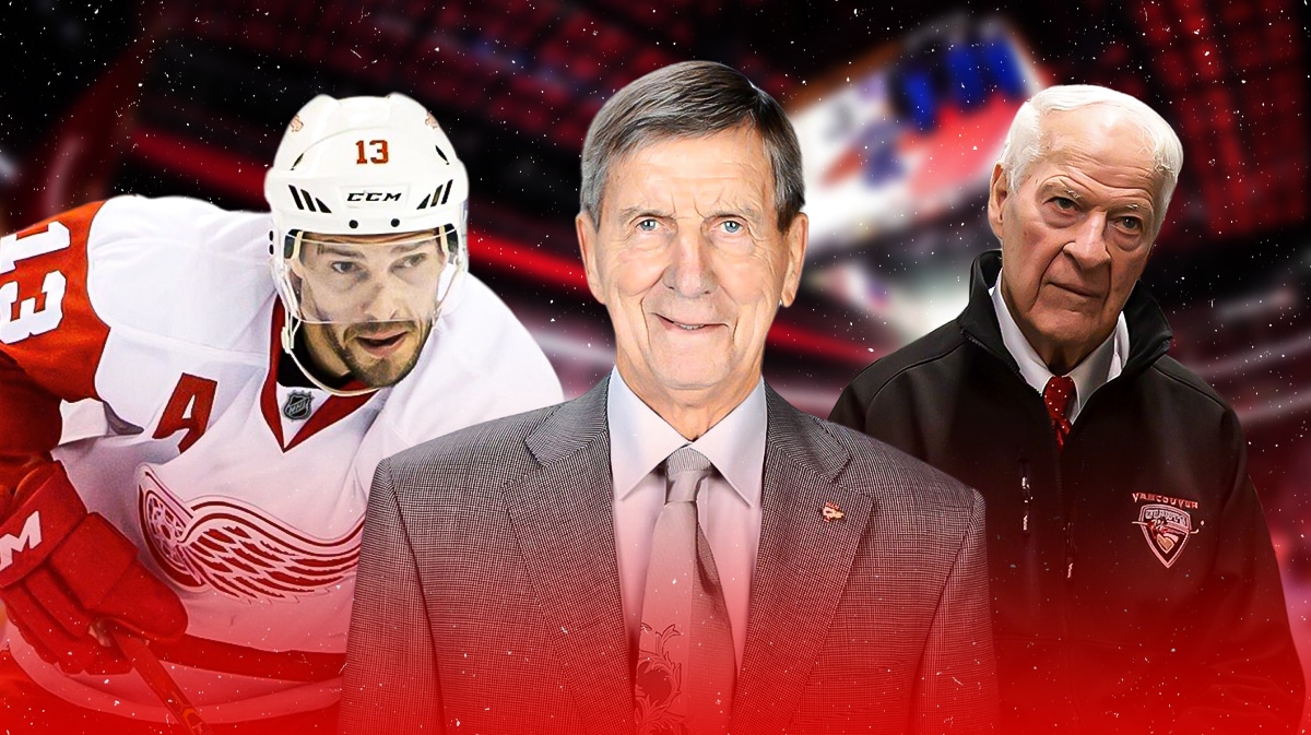 Pavel Datsyuk, Steve Yzerman, and Gordie Howe with the greatest Red Wings ever.