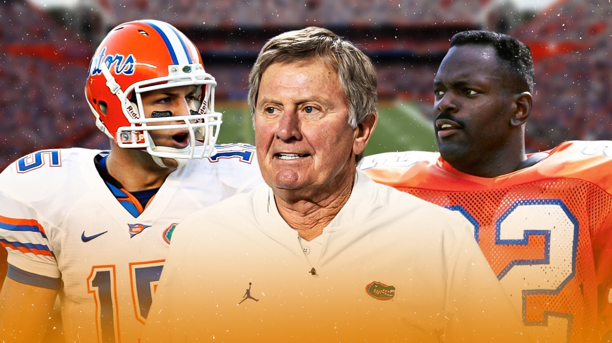 Florida football legends Tim Tebow, Steve Spurrier and Emmitt Smith.
