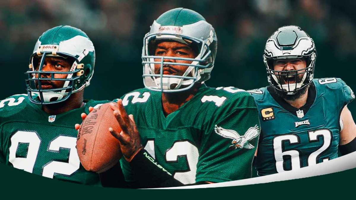 Philadelphia Eagles greats Randall Cunningham, Reggie White, Travis Kelce