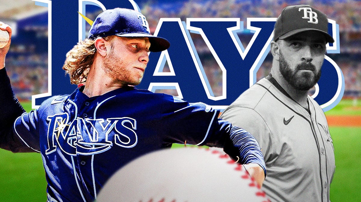 Rays Shane Baz next to a black and white Aaron Civale