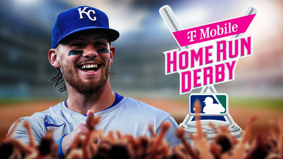 Royals' Bobby Witt Jr next to the Home Run Derby logo