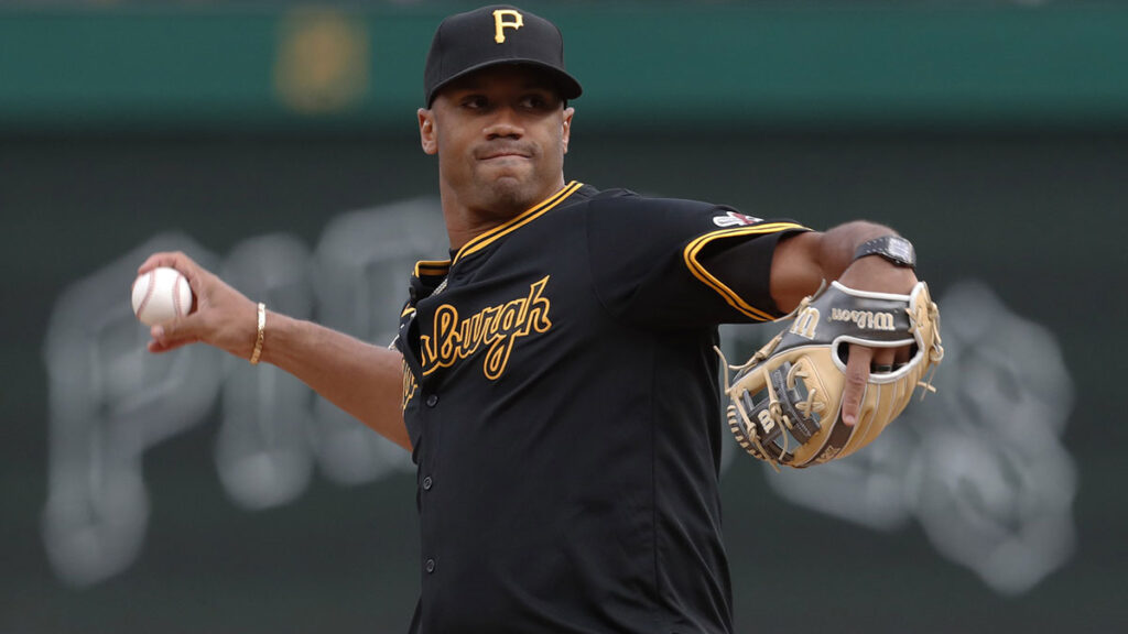 Pittsburgh Steelers quarterback Russell Wilson (3) throws out a ceremonial first pitch before the Pittsburgh Pirates host the Boston Red Sox at PNC Park.