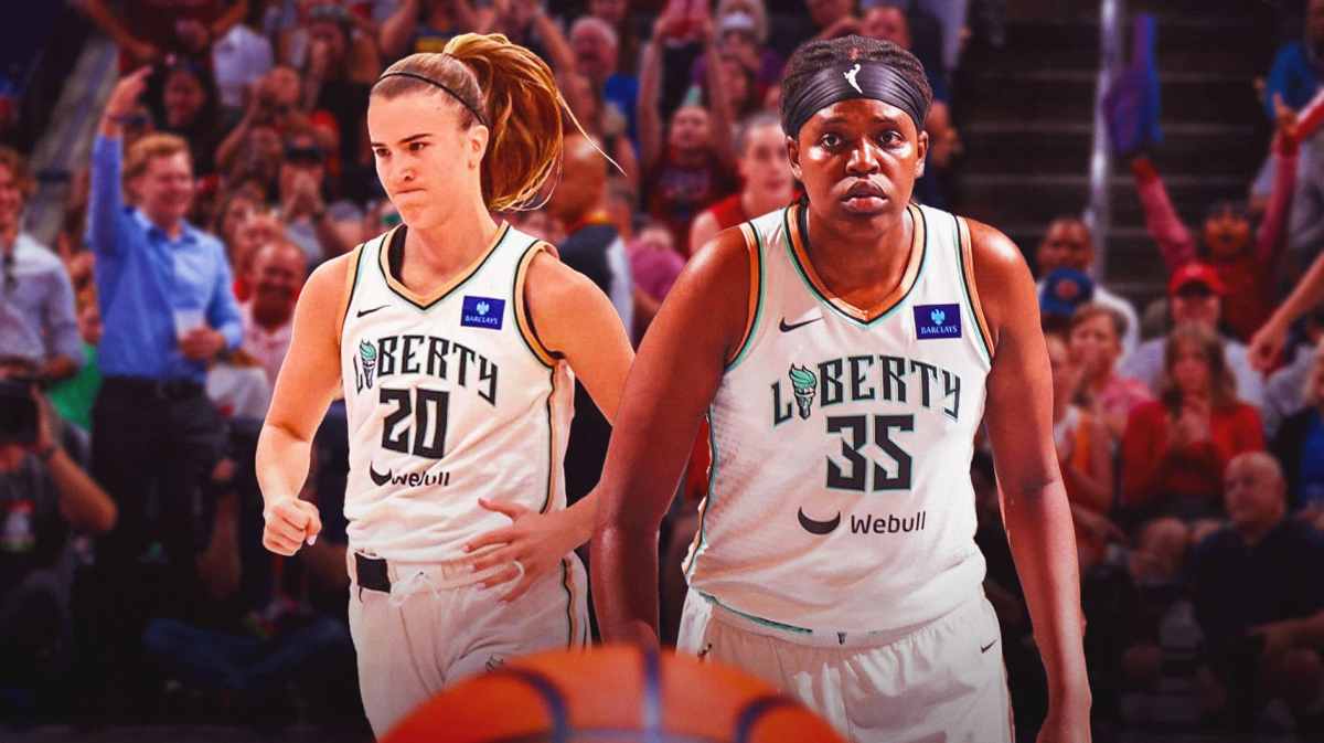 Jonquel Jones and Sabrina Ionescu looking frustrated