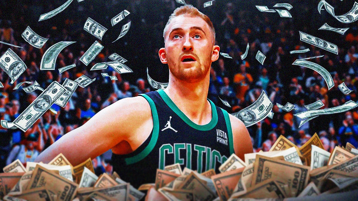 Sam Hauser with money falling around him