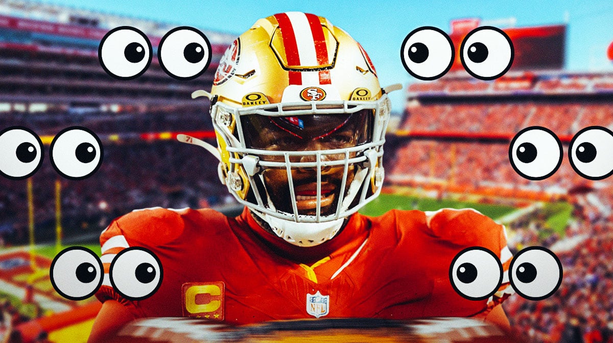 Trent Williams with a bunch of the big eyes emojis in the background