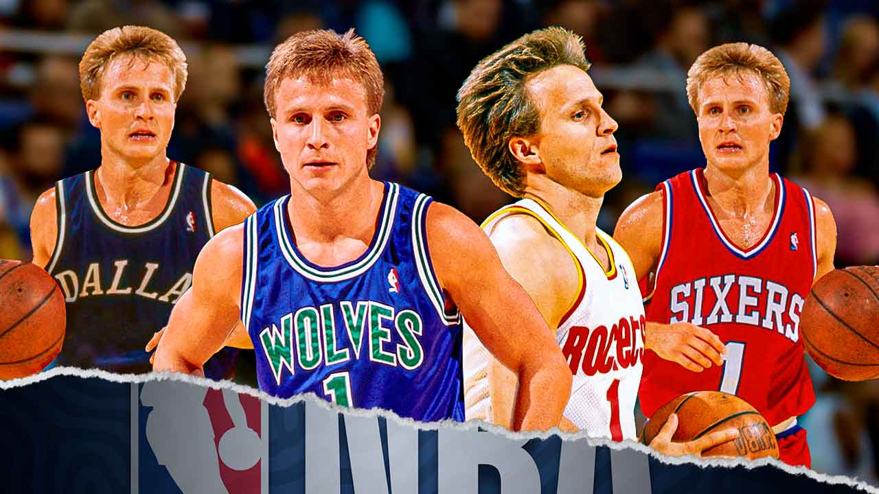 Scott Brooks playing for the Mavericks, Timberwolves, Rockets and 76ers.