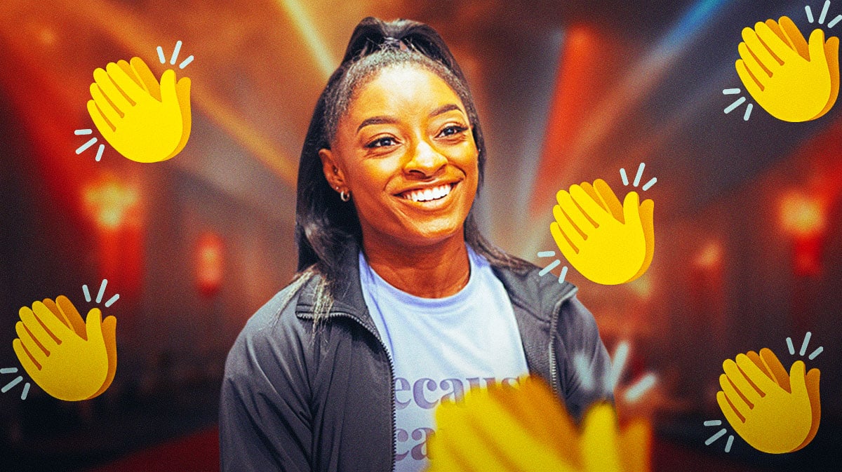 Simone Biles with clap emojis