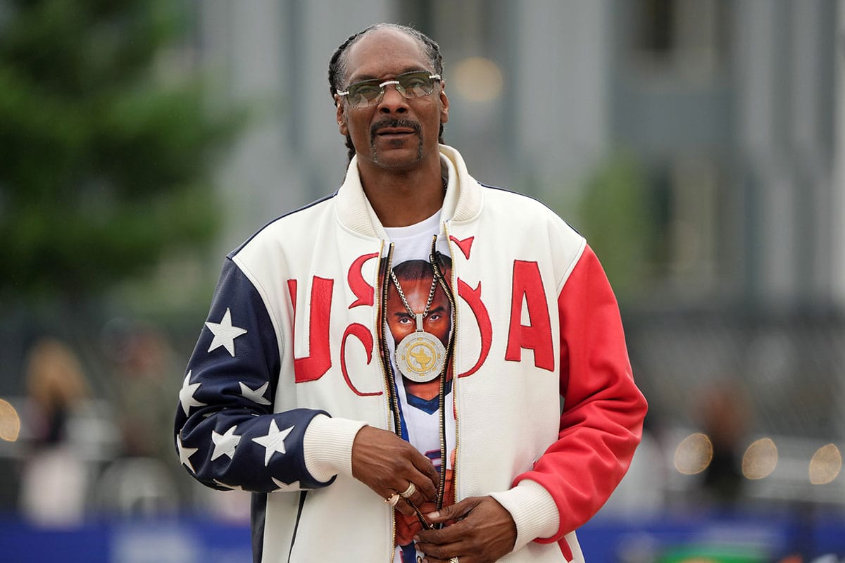 Snoop Dogg watches during the US Olympic Team Trials at Hayward Field. 