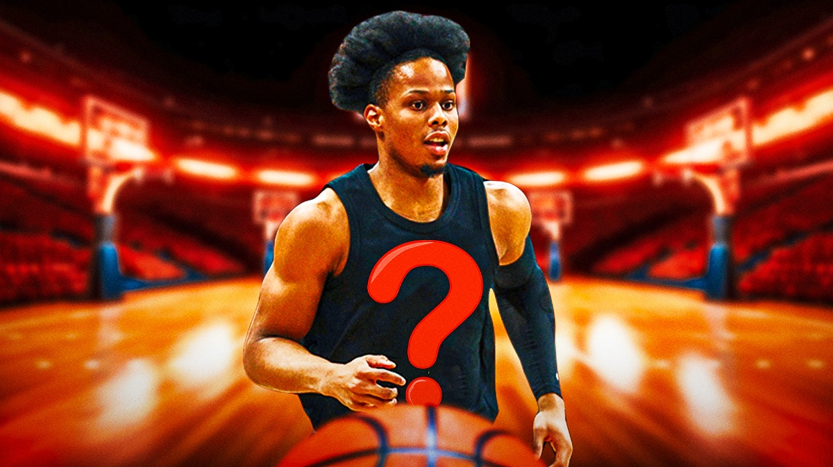 Cavs free agent Isaac Okoro with a question mark on his jersey