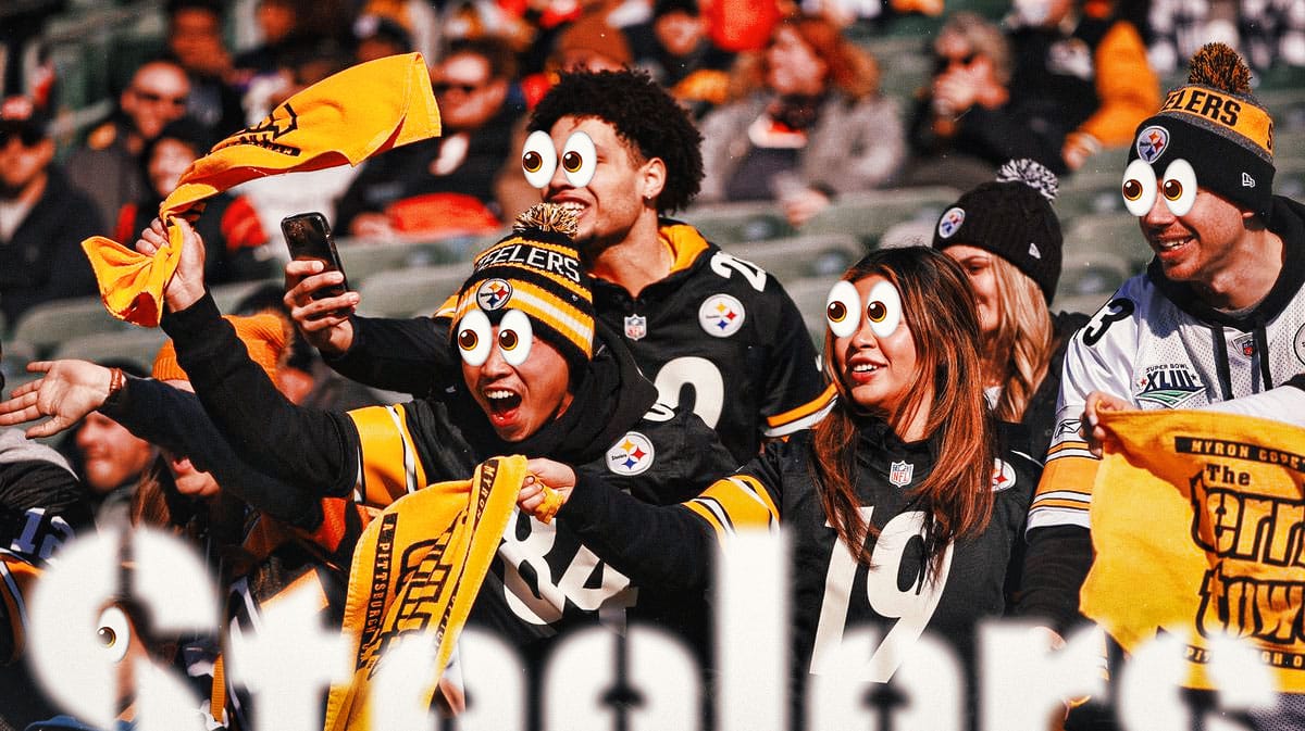 Steelers fans with their eyes all bugged out.