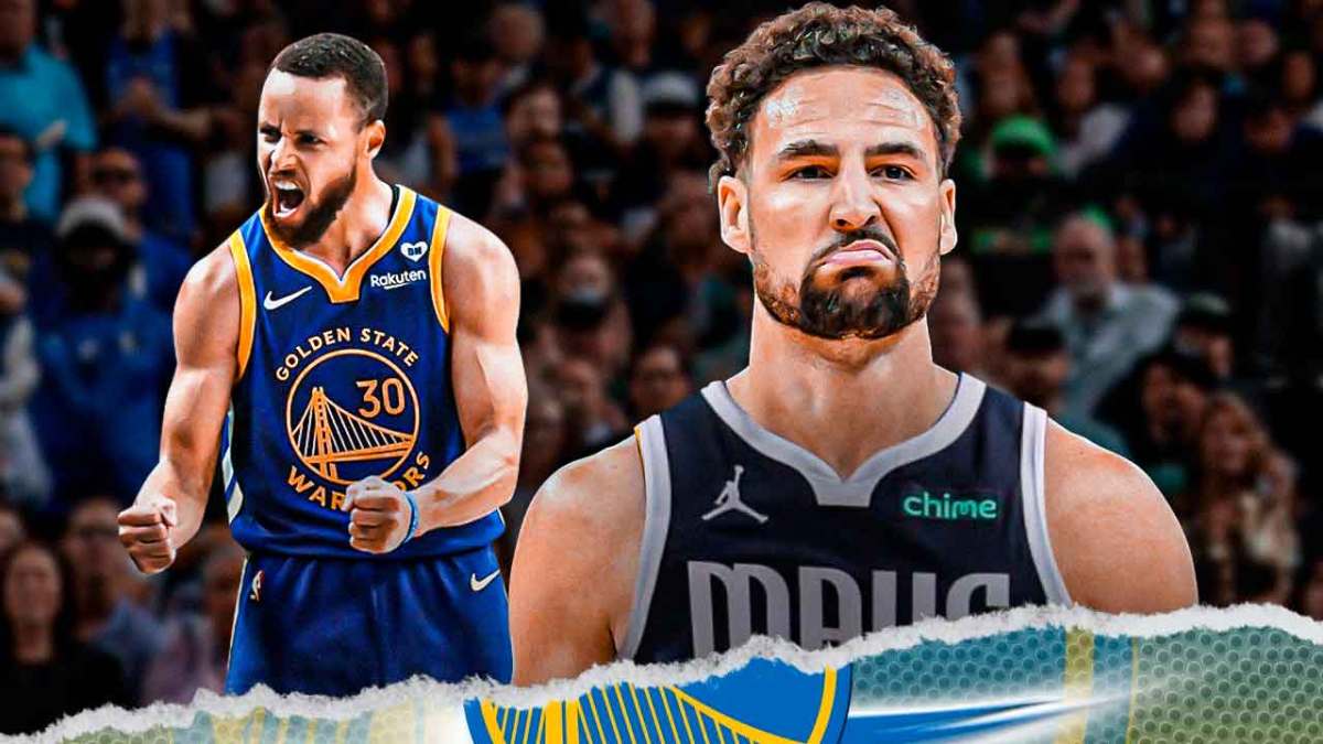 Stephen Curry with tears. Klay Thompson in a Mavericks uniform.