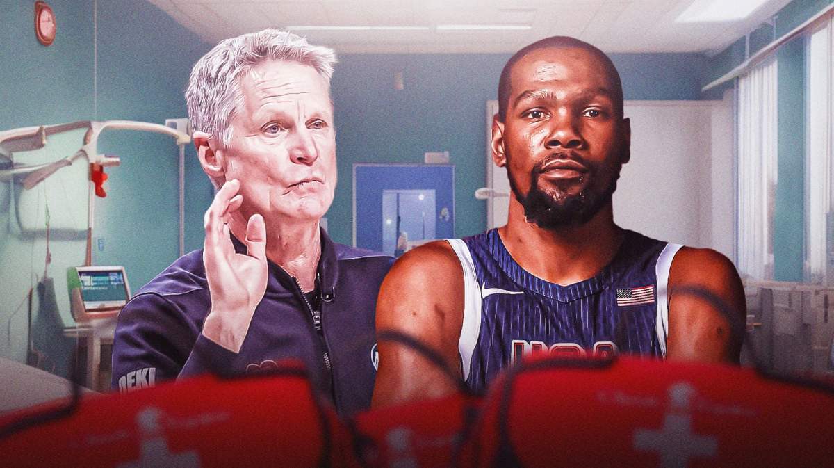 Team USA coach Steve Kerr with Olympics Suns forward Kevin Durant
