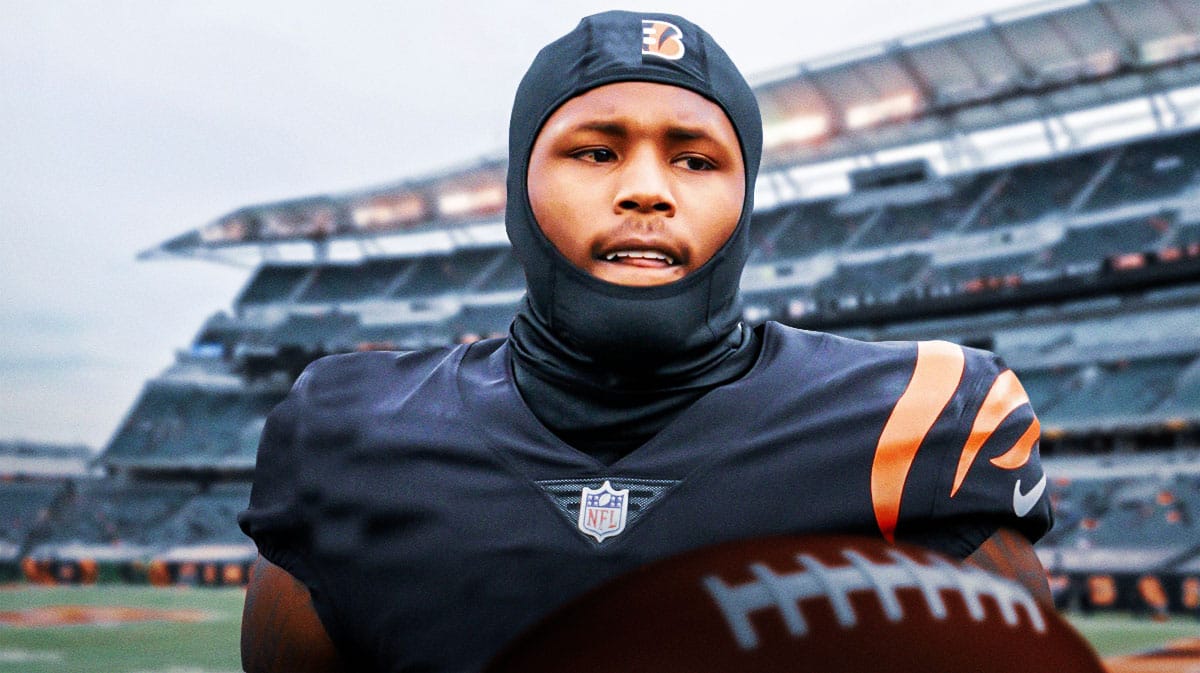 Tee Higgins in a half mystery, half Bengals unifom