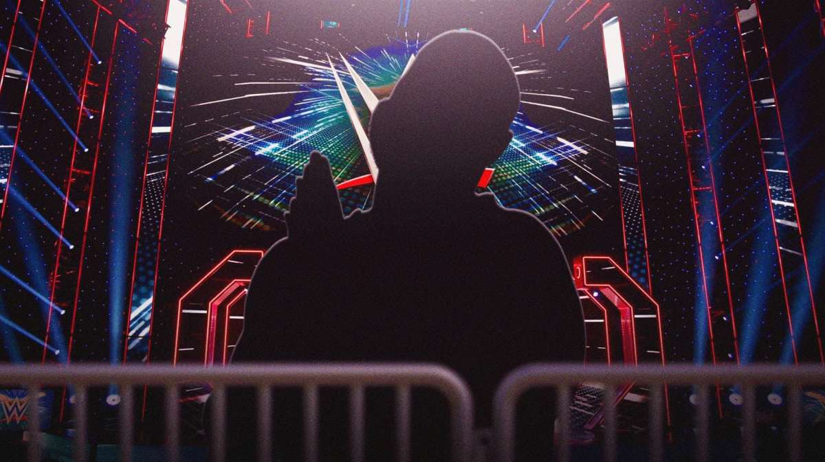 The blacked-out silhouette of AJ Francis with the WWE logo as the background.