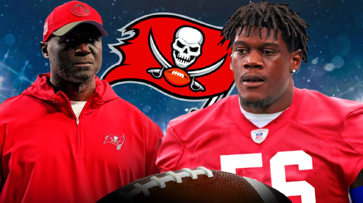 Buccaneers Todd Bowles next to Randy Gregory