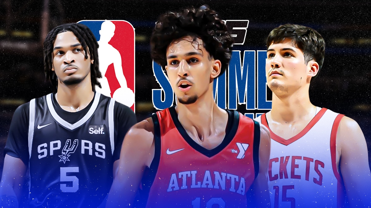 Zaccharie Riscacher, Reed Sheppard, Stephon Castle, the NBA2k25 Summer League logo
