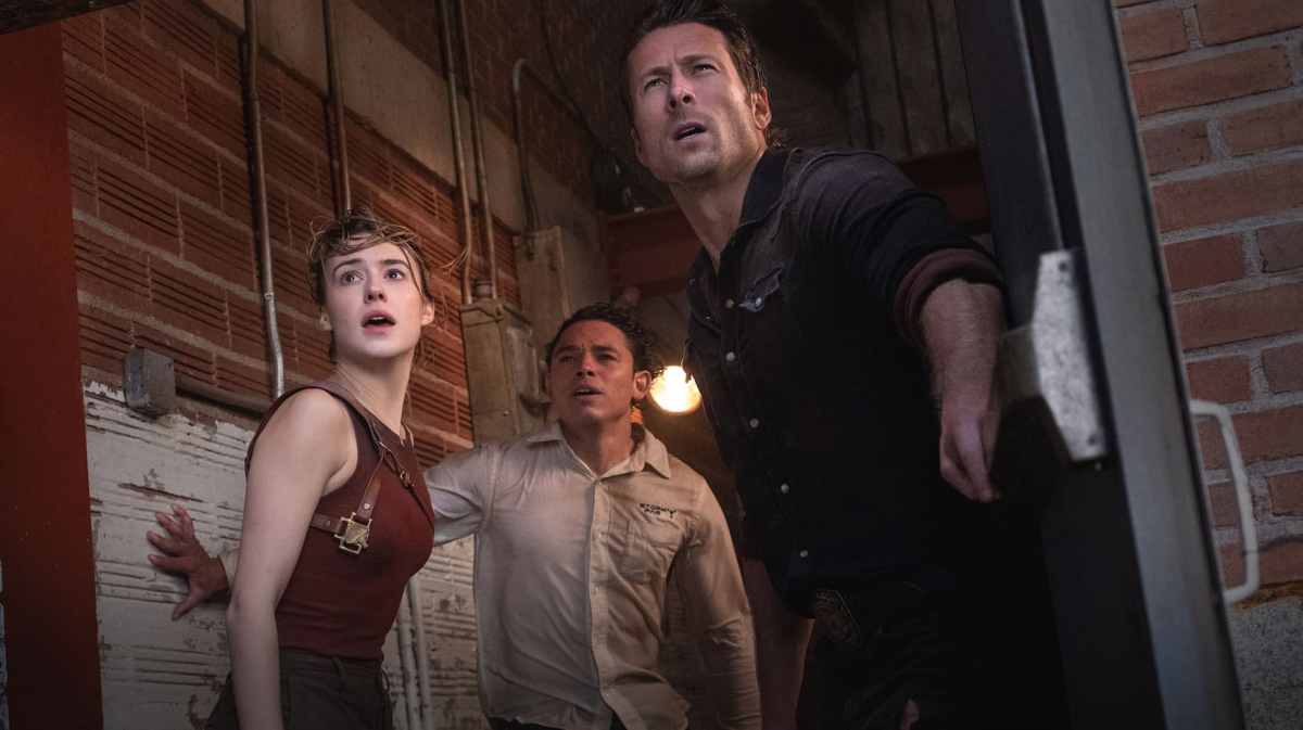 Daisy Edgar-Jones, Anthony Ramos, and Glen Powell in Lee Isaac Chung's Twisters.