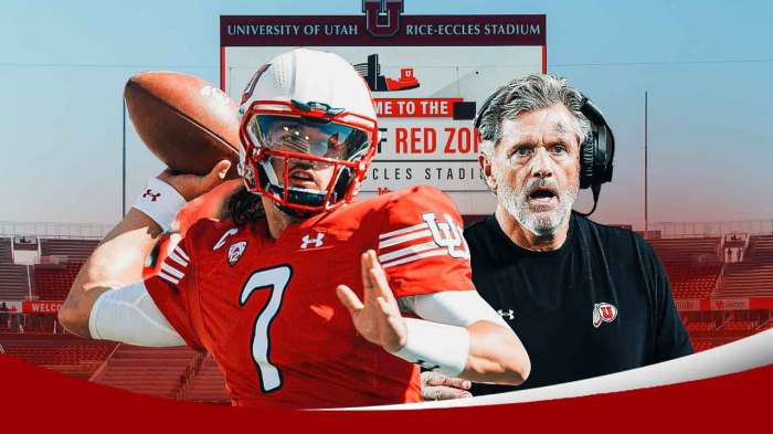 Utah football, Utes, 2024 Utah football, Kyle Whittingham, Cam Rising, Kyle Whittingham and Cam Rising with Utah football stadium in the background