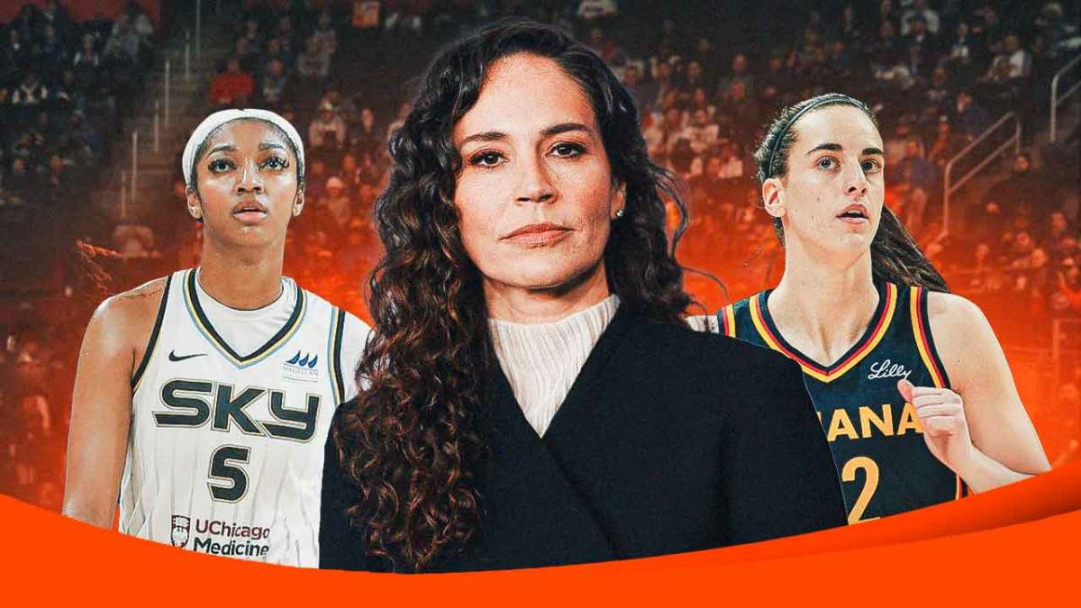 WNBA player Sue Bird and Indiana Fever player Caitlin Clark and Chicago Sky player Angel Reese