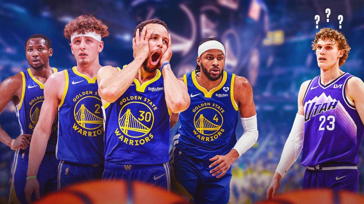 Warriors' Stephen Curry shocked next to teammates and Jazz Lauri Markkanen