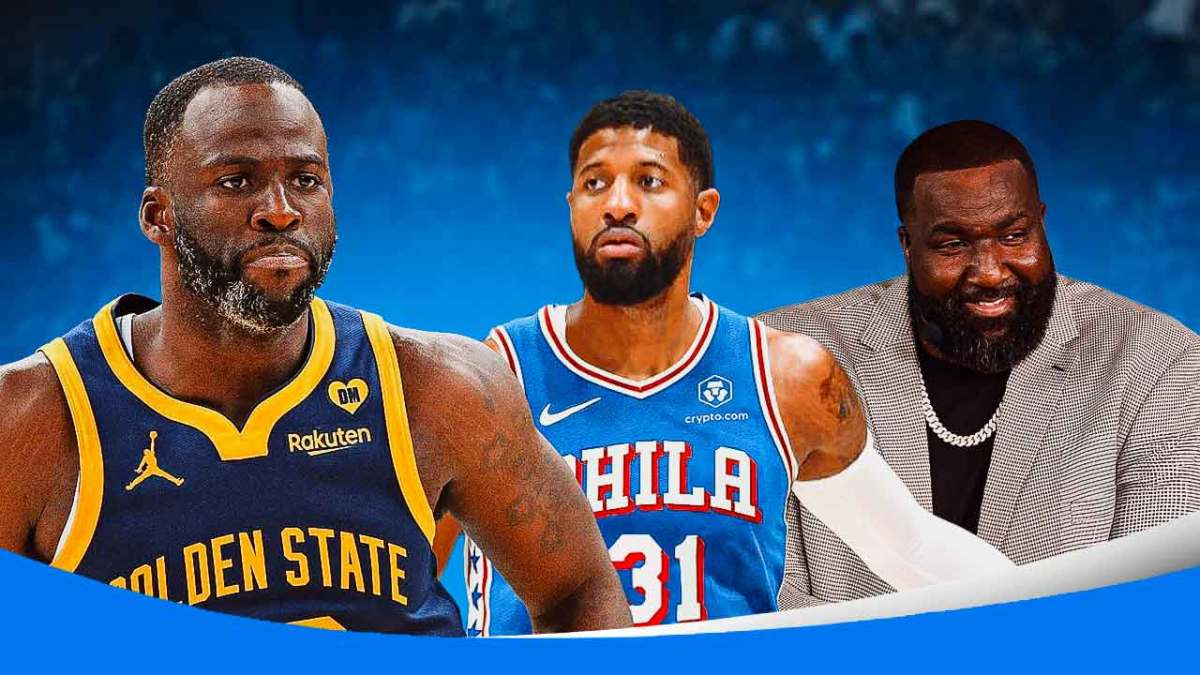 Warriors Draymond Green with Kendrick Perkins after Paul George fumble in NBA Free Agency