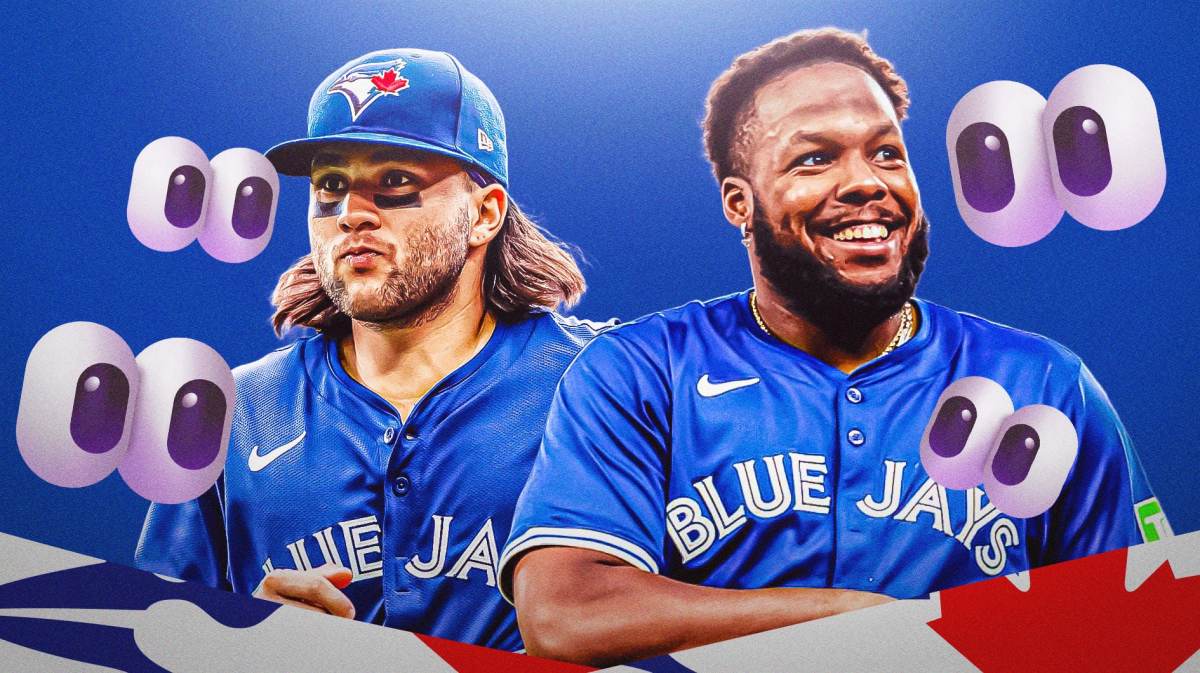 Vladimir Guerrero Jr., Bo Bichette. Eyeball emojis all around them.