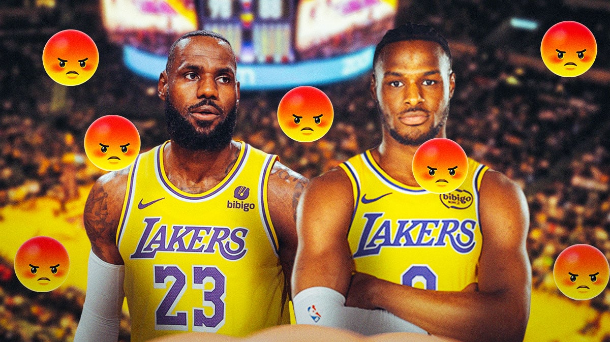 Lebron & Bronny with angry emoji all around