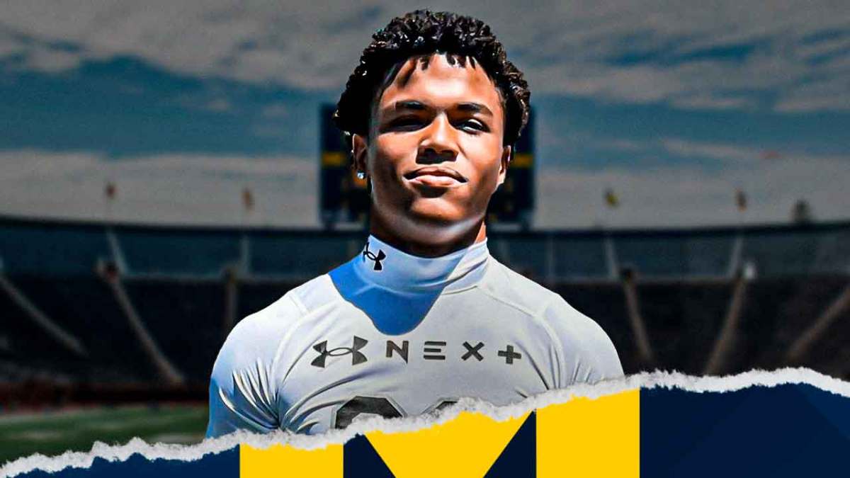 Michigan football, Wolverines, Michigan football recruiting, Michigan football 2025 class, Jerome Myles, Jerome Myers (high school football player) with Michigan football stadium in the background
