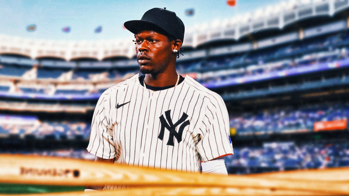 Jazz Chisholm Jr. in a Yankee uniform