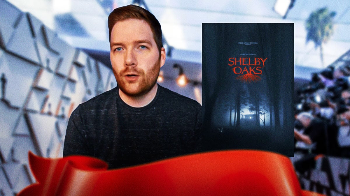 YouTube star Chris Stuckmann and Shelby Oaks poster.