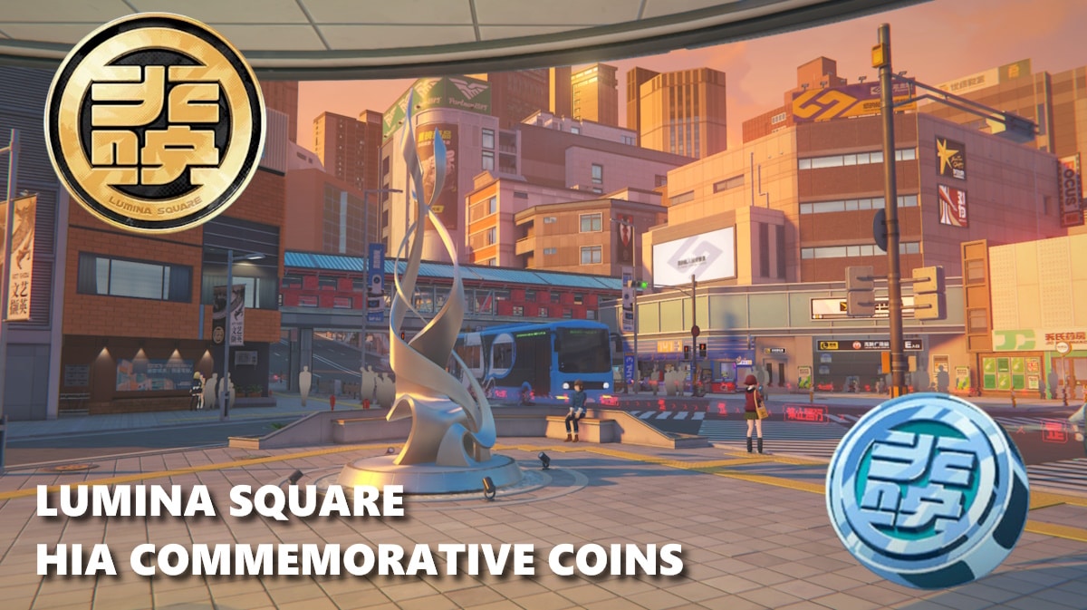 lumina square hia coin, hia commemorative coin, lumina square zzz, hia coin zzz, zzz, an image of lumina square with the location logo and an hia coin icon and the words lumina square hia commemorative coins hia radiant coins