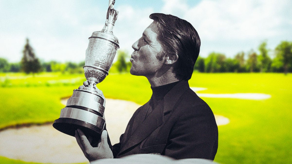 gary player kissing claret jug at open championship