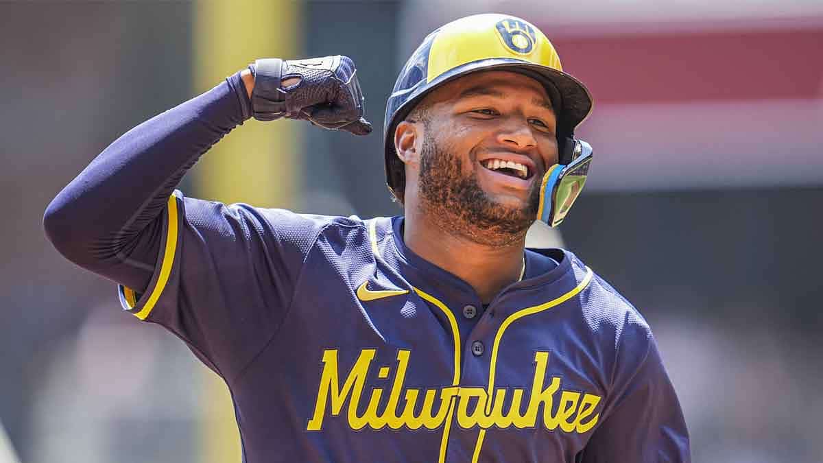 Milwaukee Brewers center fielder Jackson Chourio (11) reacts after hitting a home run against the Atlanta Braves during the fifth inning at Truist Park.